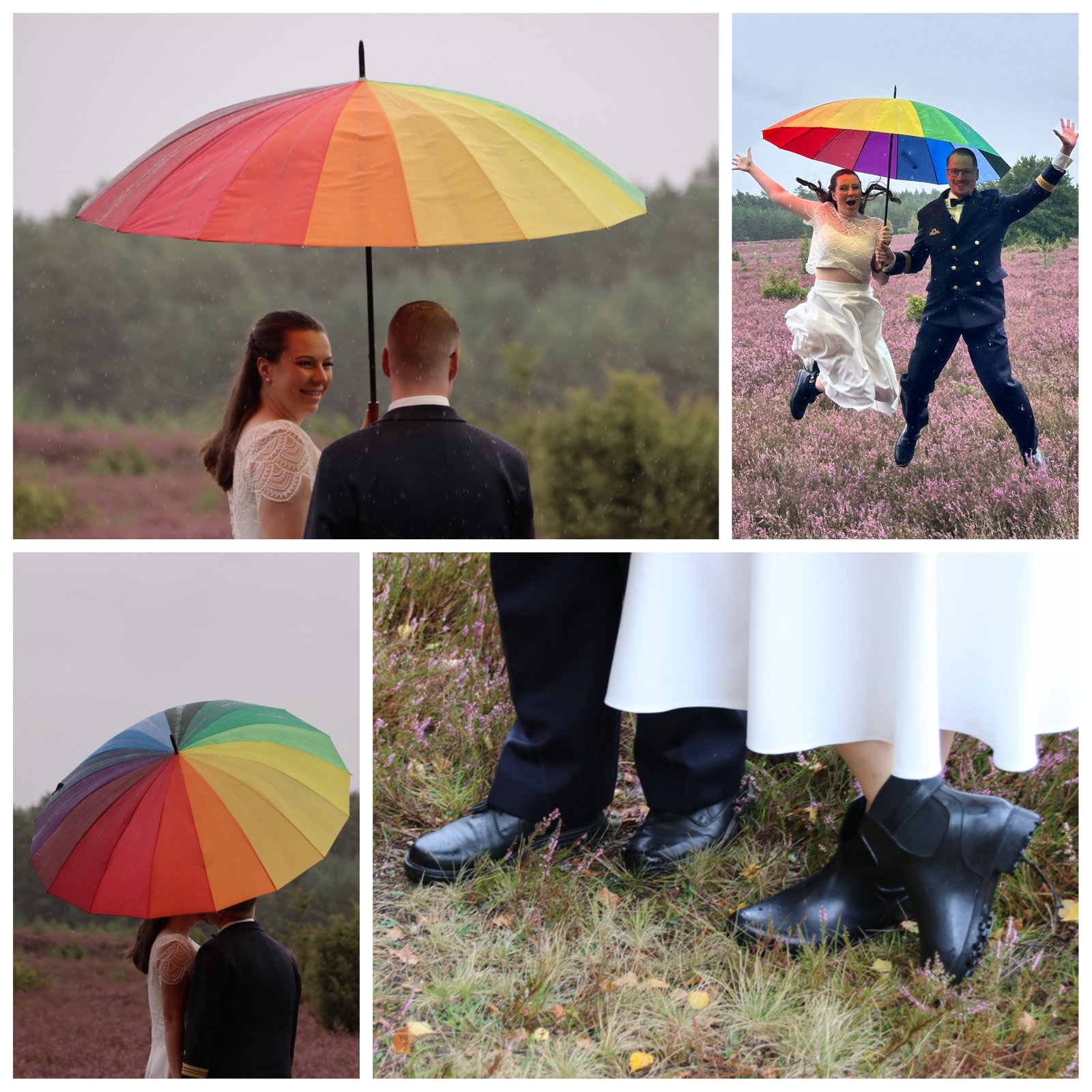 Bunte Regenschirme und ein Tanz in der Heide